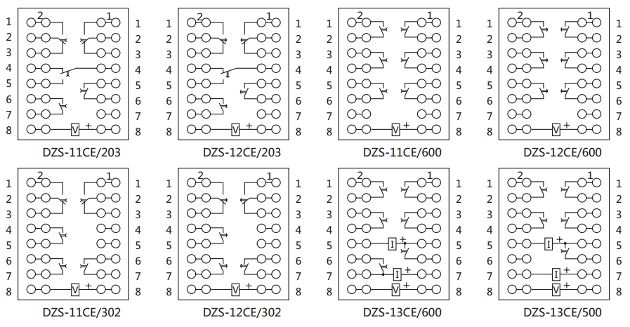 DZS-12CE延時中間繼電器內部接線圖及外引接線圖