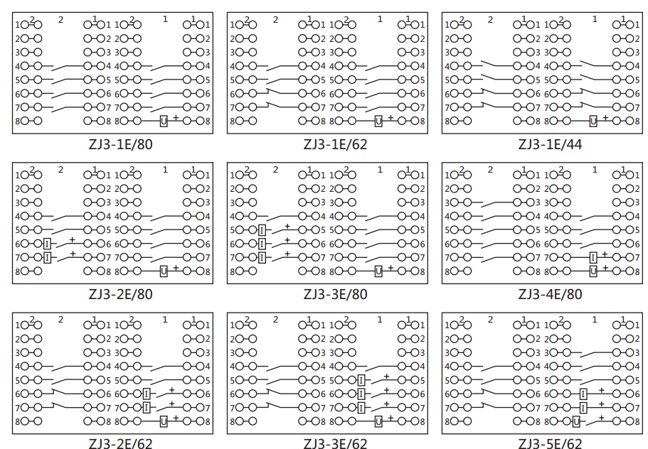 ZJ3-1E/44快速中間繼電器內部接線圖及外引接線圖