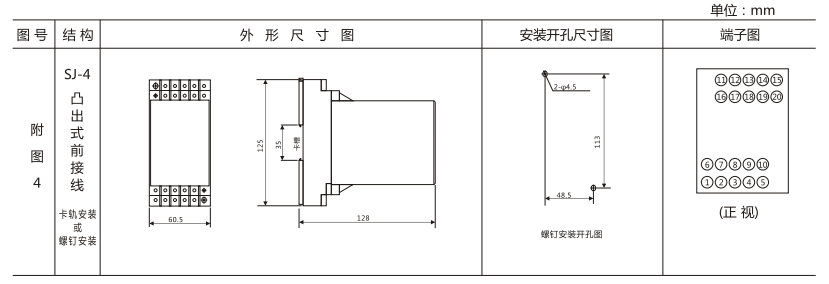 DZY（J)-408導軌式中間繼電器外形結構及開孔尺寸圖